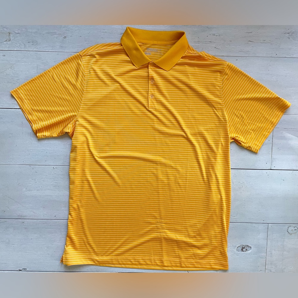Nike Men’s Yellow White Stripes Golf Tour Performance Polo Size XXL Athleisure